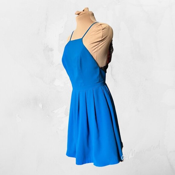 Lovers + Friends - Teal Blue Mini Dress with Lace Racerback - Medium - EUC - Picture 9 of 9